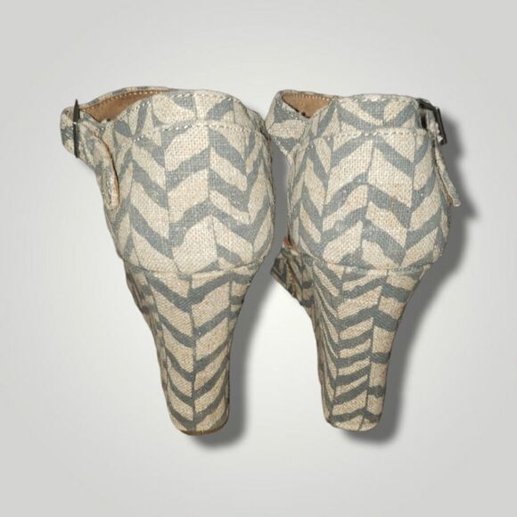 TOMS SIERRA CANVAS STRAPPY WEDGE SANDALS SIZE W8 - Picture 8 of 9